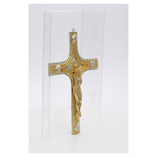 Bronze crucifix with bi-coloured decorations 8