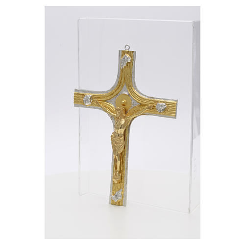Bronze crucifix with bi-coloured decorations 9