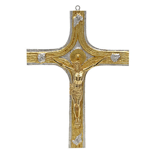 Bronze crucifix with bi-coloured decorations 1