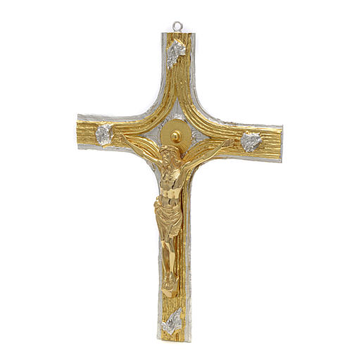 Bronze crucifix with bi-coloured decorations 3
