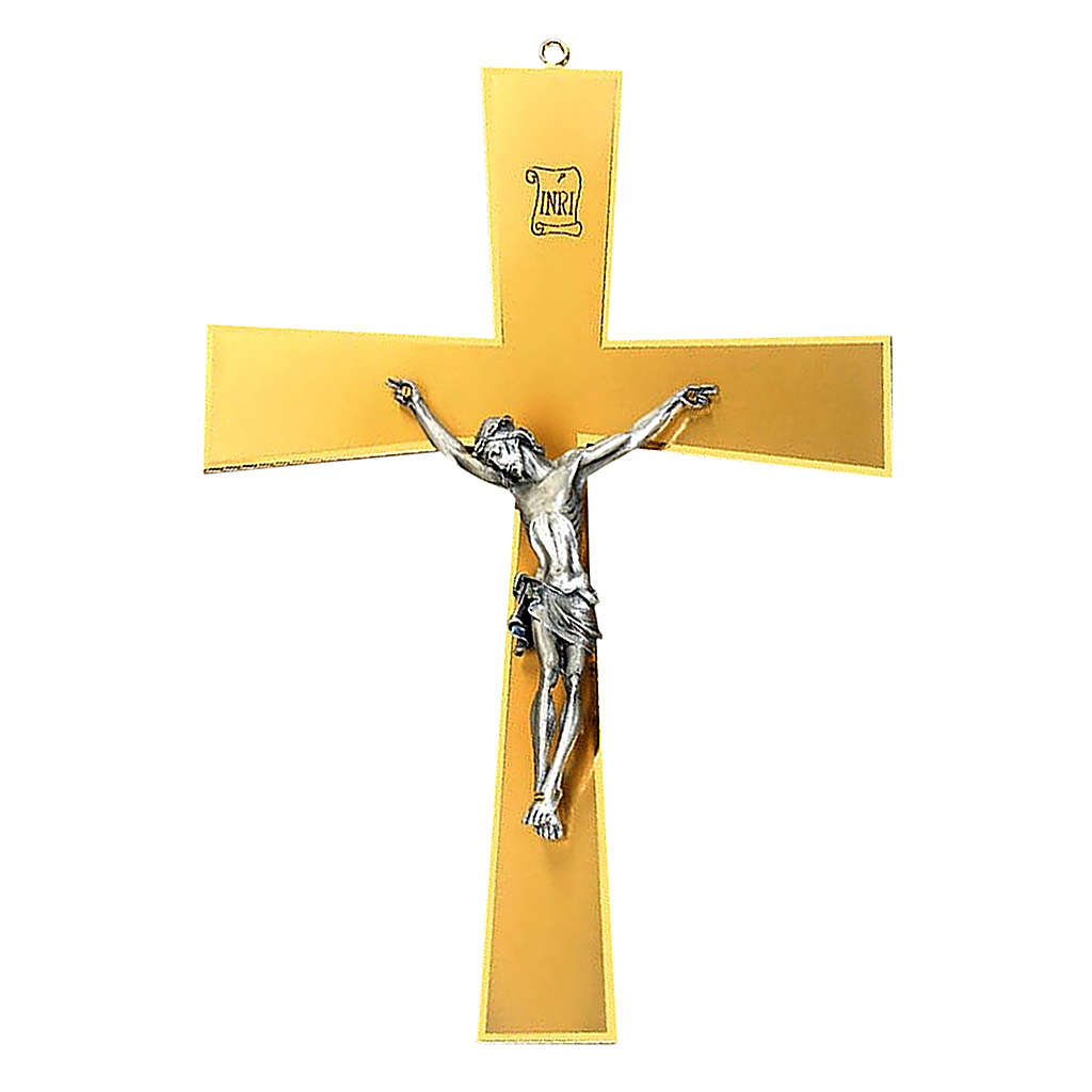 Wall crucifix in gilded brass with silver body online sales on