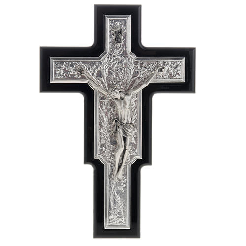 Crucifix in sterling silver on black wood 1