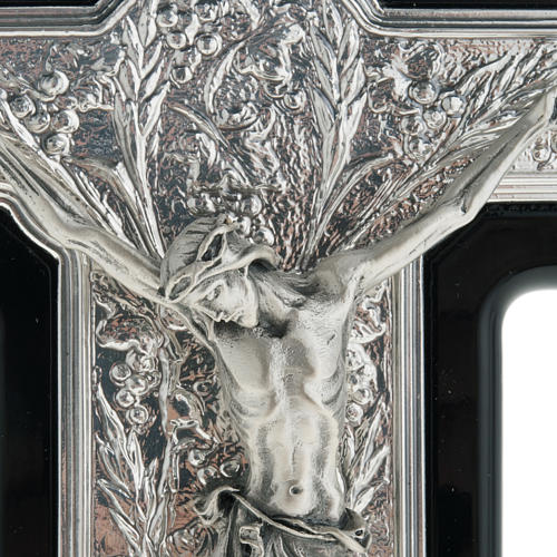 Silver Crucifix on Black Wood 2
