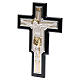 Crucifixo chapa prata e dourado sobre madeira s2