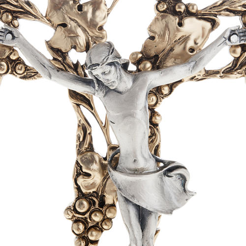 Kruzifix mit Trauben und Zweige aus Metall, 24cm. 2