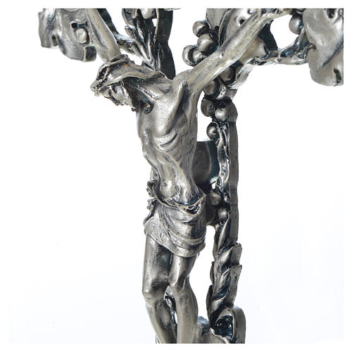 Crucifixo prateado uva e ramos 3