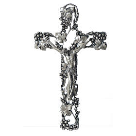 Crucifix, silver-coloured with grapes and branches