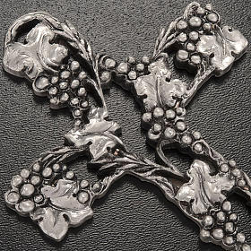 Kreuz mit Trauben und Zweigen aus versilberten Metall 13cm