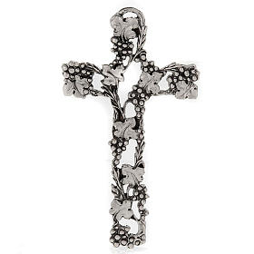 Crucifix, silver-coloured with grapes and branches 13cm
