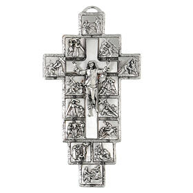 Silver crucifix with 14 Stations of the cross and resurrected Ch