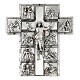 Crucifijo plateado 14 estaciones Vía Crucis y Cristo Resucitado s2