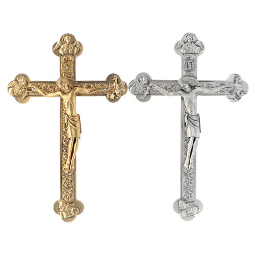 Kruzifix mit den 4 Evangelisten, Gold oder Silber Finish. 1