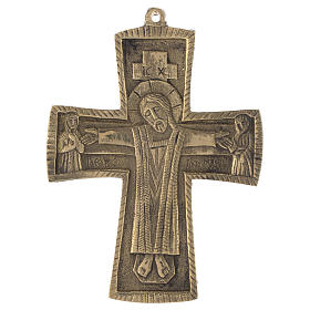 Kruzifix Jésus grand prêtre aus Messing Mönchen Bethléem 14x10cm