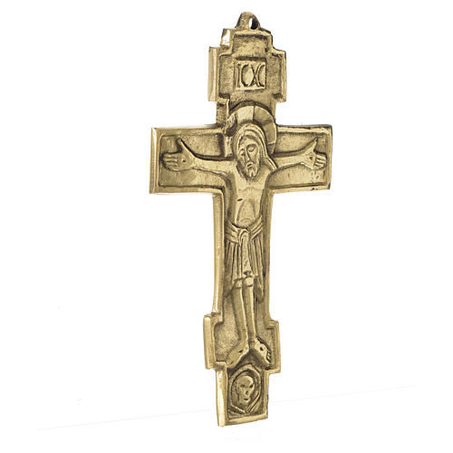 Crucifijo Cristo Rei latón Monjes Betlehem 18x10 2