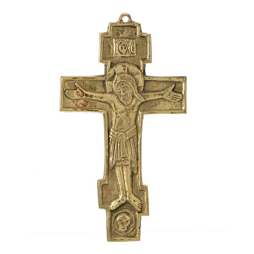 Crucifixo Cristo Rei latão monges Belém 18x10 cm 1