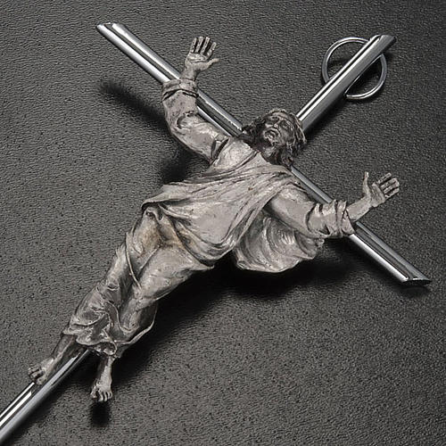 Resurrected Christ, silver metal wall crucifix 3