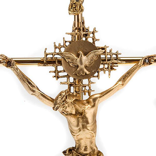 Crucifijo metal dorado Cristo Padre Espíritu Santo 2