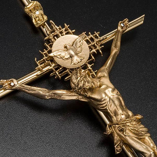 Crocifisso metallo dorato Cristo Padre Spirito Santo 3