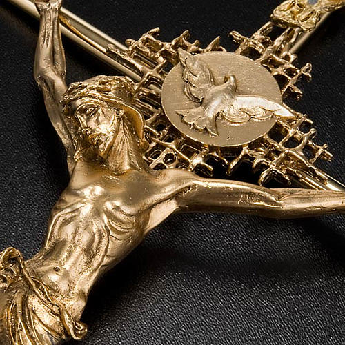 Crocifisso metallo dorato Cristo Padre Spirito Santo 4