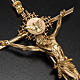 Crucifixo metal dourado Cristo Pai Espírito Santo s3
