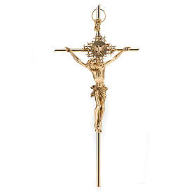 Crucifix in golden metal with Christ, Father and Holy Spirit