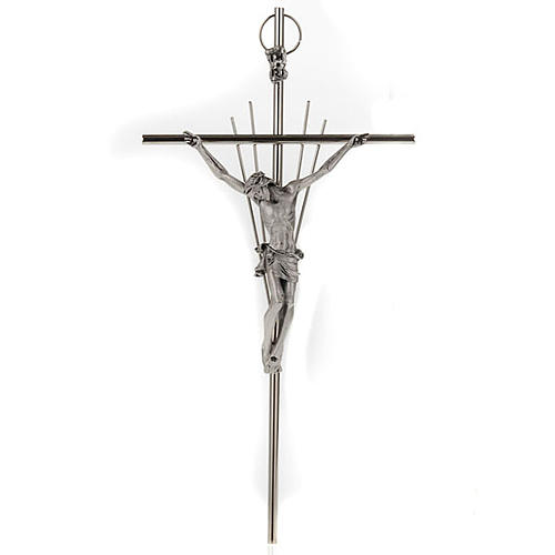 Crucifix in silver metal with rays 1