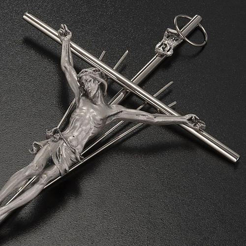 Crucifixo metal prateado com raios 3