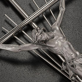 Crucifix in silver metal with rays