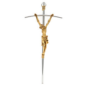 Crucifix, silver colour with golden Body 35cm