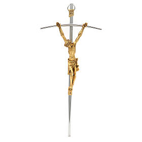 Crucifixo prateado com Corpo dourado 35 cm