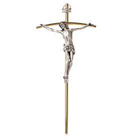 Krucyfiks pozłacany z ciałem Chrystusa posrebrzanym 35cm