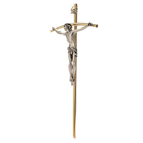 Crucifixo dourado com Corpo prateado 35 cm