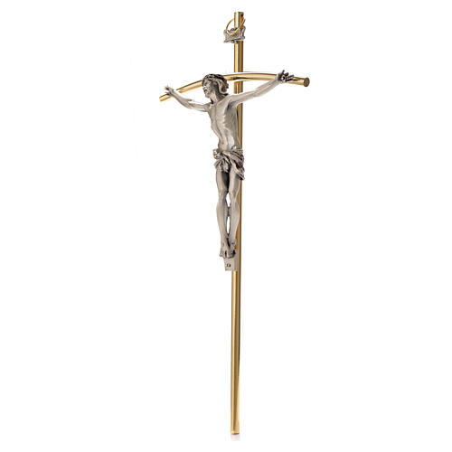 Crucifixo dourado com Corpo prateado 35 cm 2
