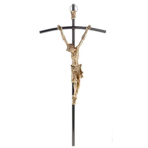 Kruzifix aus dunkel und goldenen Metall, 35cm. 1