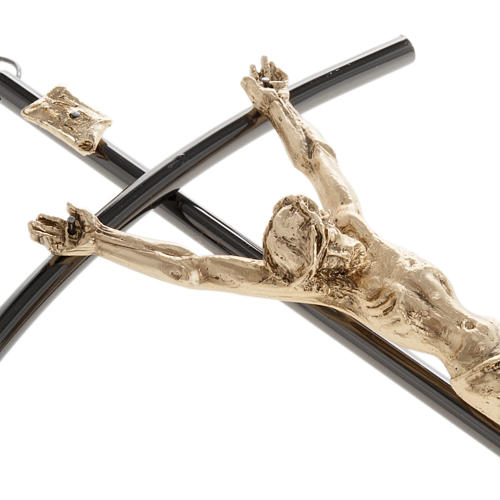 Kruzifix aus dunkel und goldenen Metall, 35cm. 3
