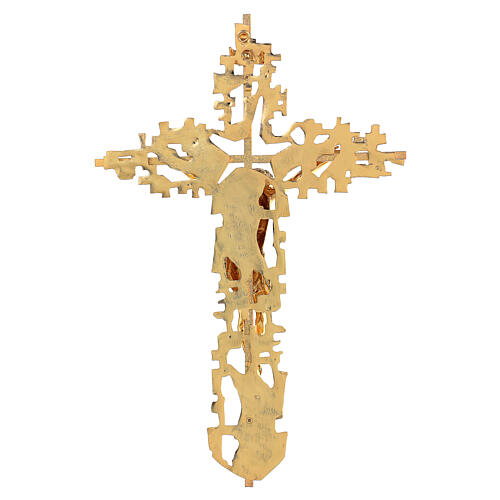 Wand Kruzifix aus verschmolzenen Messing 62x40cm 6