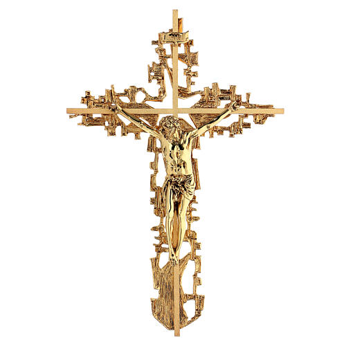 Wall crucifix in cast brass, 62x40cm 1