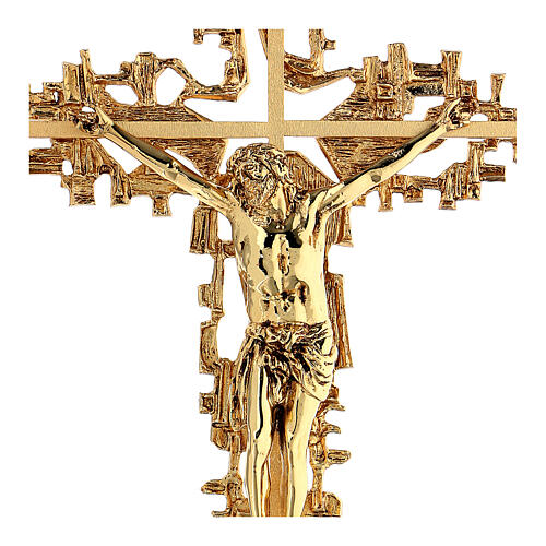 Wall crucifix in cast brass, 62x40cm 2