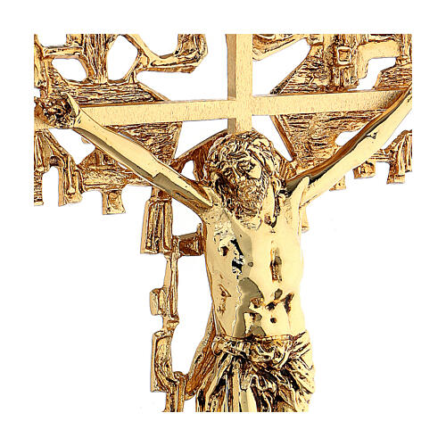 Croce ottone fuso a muro 62x40 cm 4