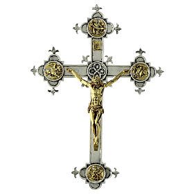 Wall crucifix in cast brass, 48x35cm