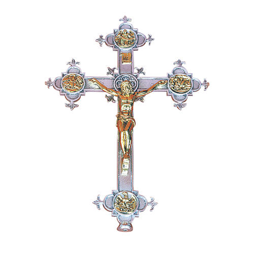 Wall crucifix in cast brass, 48x35cm 1