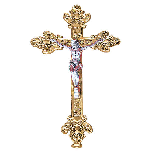Wall crucifix in cast brass, 49x27cm 1