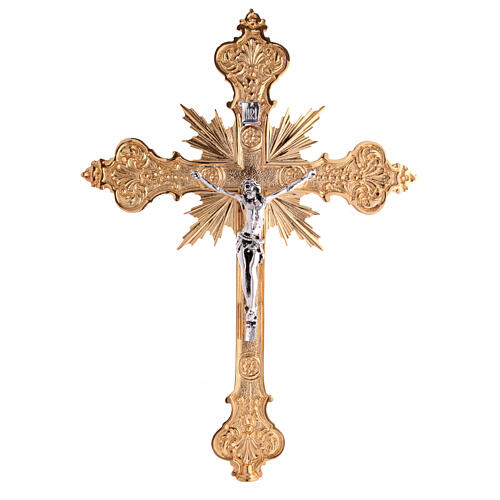 Wall crucifix in cast brass, 56x40cm 1