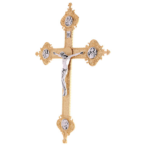 Croce da muro in ottone fuso 52x37 cm 3