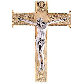 Wall crucifix in cast brass, 52x37cm
