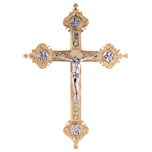 Wall crucifix in cast brass, 52x37cm 1