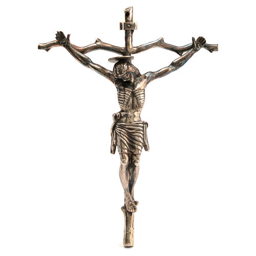 Crucifijo Pastoral estilizado latón bronceado 28x22cm 1
