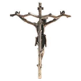 Crucifix pastoral stylisé laiton bronzé 28x22cm