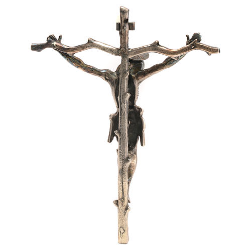 Crucifix pastoral stylisé laiton bronzé 28x22cm 2
