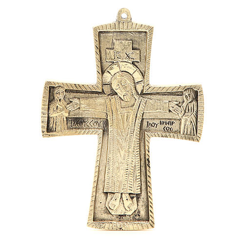 Kruzifix Jésus grand prêtre aus Messing Mönchen Bethléem 18x13cm 1